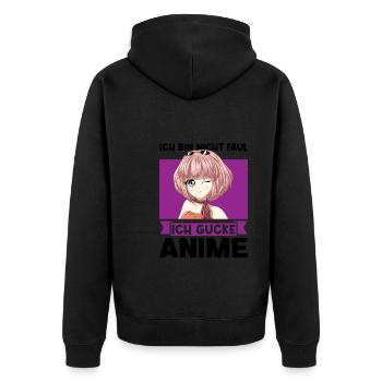Anime Merch Otaku Geschenk - Unisex Premium Bio Zip Hoodie - Schwarz - Hinten - Nico (187cm)