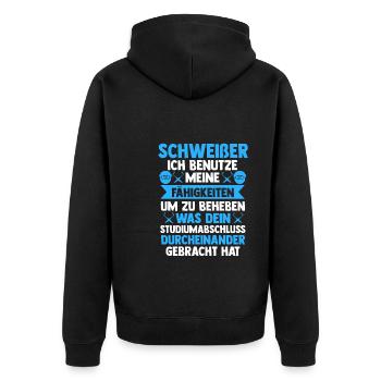 Schweißer Beruf Schweißen Geschenk - Unisex Premium Bio Zip Hoodie - Schwarz - Hinten - Nico (187cm)