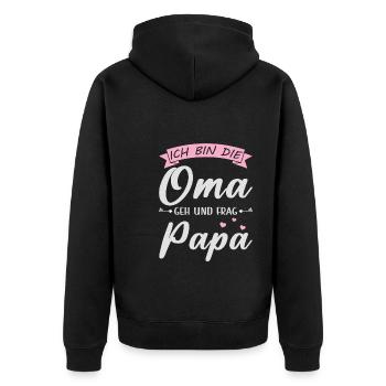 Oma Familie Enkelkind Geschenk - Unisex Premium Bio Zip Hoodie - Schwarz - Hinten - Nico (187cm)