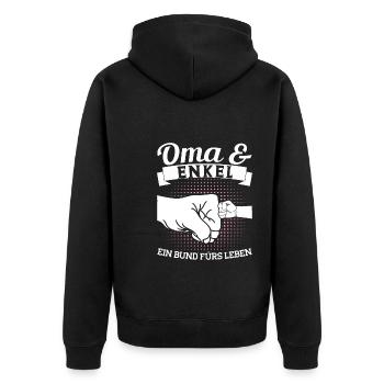 Oma & Enkel Familie Enkel Geschenk - Unisex Premium Bio Zip Hoodie - Schwarz - Hinten - Nico (187cm)