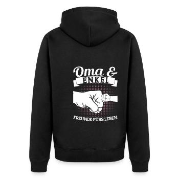 Oma & Enkel Familie Oma Geschenk - Unisex Premium Bio Zip Hoodie - Schwarz - Hinten - Nico (187cm)