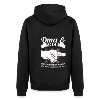 Oma & Enkel Familie Oma Geschenk - Unisex Premium Bio Zip Hoodie - Schwarz - Hinten - Nico (187cm)