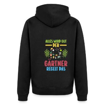 Gartenarbeit Garten Gärtner Geschenk - Unisex Premium Bio Zip Hoodie - Schwarz - Hinten - Nico (187cm)