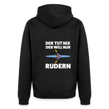 Rudern Sport Rudersport Geschenk - Unisex Premium Bio Zip Hoodie - Schwarz - Hinten - Nico (187cm)