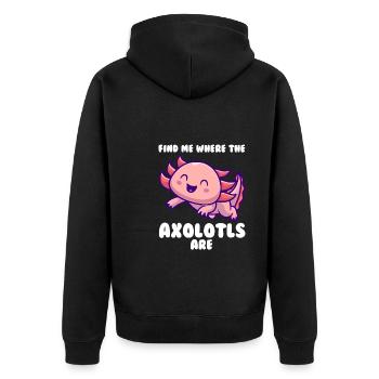 Axolotl Axolotl Tiergeschenk - Unisex Premium Bio Zip Hoodie - Schwarz - Hinten - Nico (187cm)