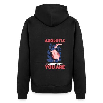 Axolotl Axolotl Tiergeschenk - Unisex Premium Bio Zip Hoodie - Schwarz - Hinten - Nico (187cm)