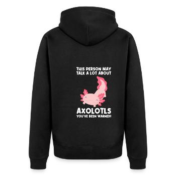 Axolotl Axolotl Tiergeschenk - Unisex Premium Bio Zip Hoodie - Schwarz - Hinten - Nico (187cm)