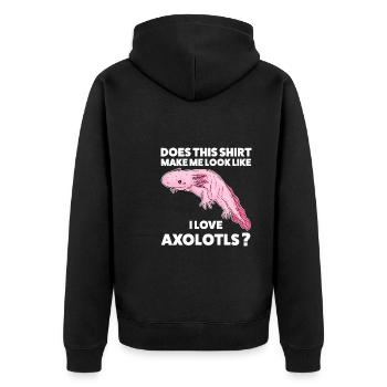 Axolotl Axolotl Tiergeschenk - Unisex Premium Bio Zip Hoodie - Schwarz - Hinten - Nico (187cm)