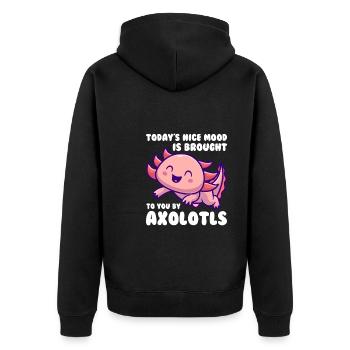 Axolotl Axolotl Tiergeschenk - Unisex Premium Bio Zip Hoodie - Schwarz - Hinten - Nico (187cm)
