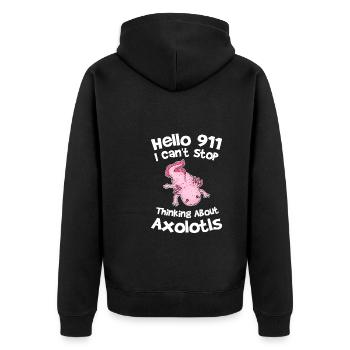 Axolotl Axolotl Tiergeschenk - Unisex Premium Bio Zip Hoodie - Schwarz - Hinten - Nico (187cm)
