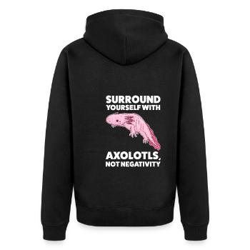 Axolotl Axolotl Tiergeschenk - Unisex Premium Bio Zip Hoodie - Schwarz - Hinten - Nico (187cm)