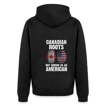 Kanadisch Amerikanisch Kanadisch Amerikanisches Ge - Unisex Premium Bio Zip Hoodie - Schwarz - Hinten - Nico (187cm)