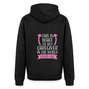 Pflegekraft Pflegekraft Hausmeister Geschenk - Unisex Premium Bio Zip Hoodie - Schwarz - Hinten - Nico (187cm)