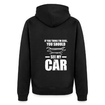 Autos Autos Autoliebhaber Geschenk - Unisex Premium Bio Zip Hoodie - Schwarz - Hinten - Nico (187cm)