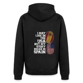 Spanisch Spanien Spanische Wurzeln Geschenk - Unisex Premium Bio Zip Hoodie - Schwarz - Hinten - Nico (187cm)