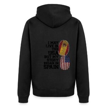 Spanisch Spanien Spanische Wurzeln Geschenk - Unisex Premium Bio Zip Hoodie - Schwarz - Hinten - Nico (187cm)
