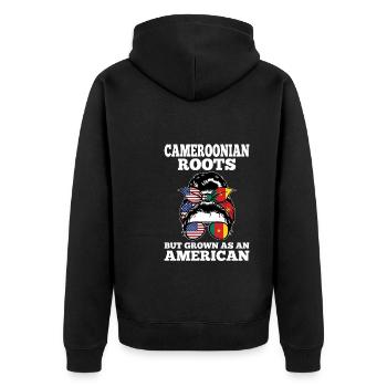 Kamerun Kamerun Kamerunische Wurzeln Geschenk - Unisex Premium Bio Zip Hoodie - Schwarz - Hinten - Nico (187cm)