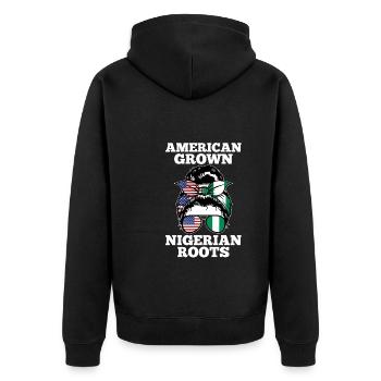 Nigerianer Nigeria Nigerianische Wurzeln Geschenk - Unisex Premium Bio Zip Hoodie - Schwarz - Hinten - Nico (187cm)