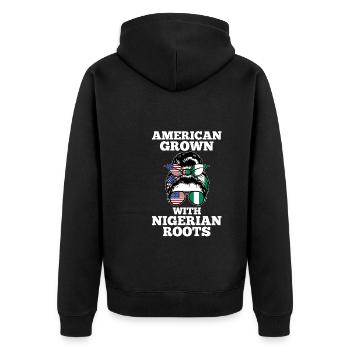 Nigerianer Nigeria Nigerianische Wurzeln Geschenk - Unisex Premium Bio Zip Hoodie - Schwarz - Hinten - Nico (187cm)
