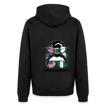 Nigerianer Nigeria Nigerianische Wurzeln Geschenk - Unisex Premium Bio Zip Hoodie - Schwarz - Hinten - Nico (187cm)