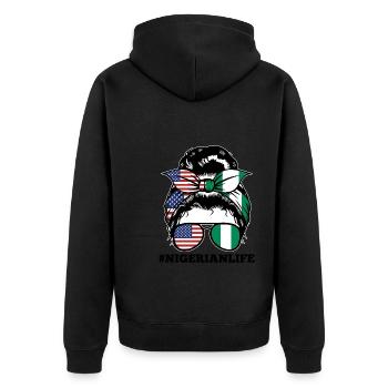 Nigerianer Nigeria Nigerianische Wurzeln Geschenk - Unisex Premium Bio Zip Hoodie - Schwarz - Hinten - Nico (187cm)