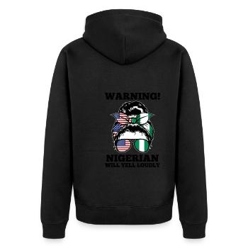 Nigerianer Nigeria Nigerianische Wurzeln Geschenk - Unisex Premium Bio Zip Hoodie - Schwarz - Hinten - Nico (187cm)