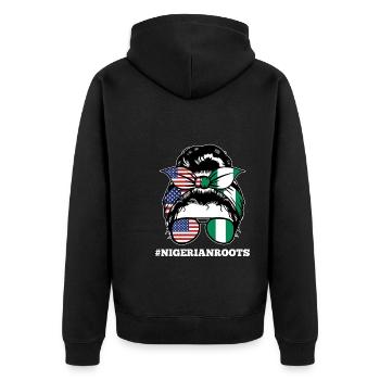 Nigerianer Nigeria Nigerianische Wurzeln Geschenk - Unisex Premium Bio Zip Hoodie - Schwarz - Hinten - Nico (187cm)