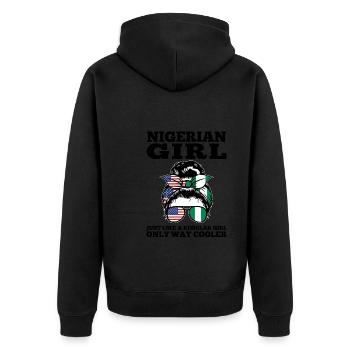 Nigerianer Nigeria Nigerianische Wurzeln Geschenk - Unisex Premium Bio Zip Hoodie - Schwarz - Hinten - Nico (187cm)