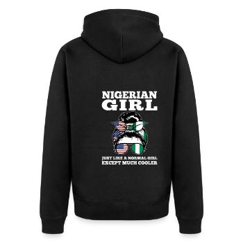 Nigerianer Nigeria Nigerianische Wurzeln Geschenk - Unisex Premium Bio Zip Hoodie - Schwarz - Hinten - Nico (187cm)