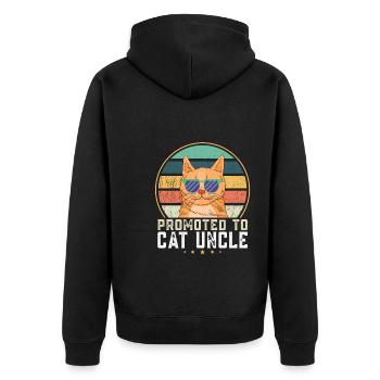 Onkel Retro-Katzenliebhaber Patenonkel Geschenk - Unisex Premium Bio Zip Hoodie - Schwarz - Hinten - Nico (187cm)