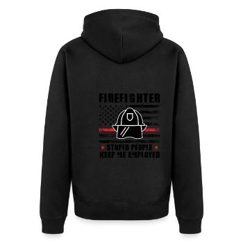 Feuer Feuerwehr Feuerwehr Geschenk - Unisex Premium Bio Zip Hoodie - Schwarz - Hinten - Nico (187cm)