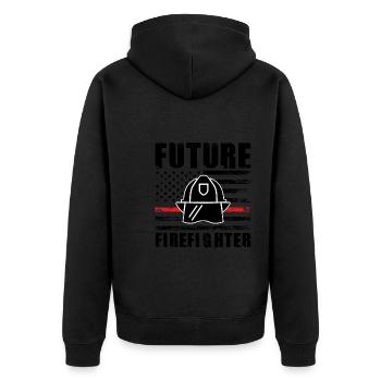Feuer Feuerwehr Feuerwehr Geschenk - Unisex Premium Bio Zip Hoodie - Schwarz - Hinten - Nico (187cm)