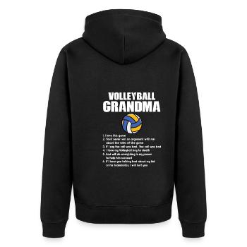 Volleyball-Oma Volleyball-Großmutter Geschenk - Unisex Premium Bio Zip Hoodie - Schwarz - Hinten - Nico (187cm)