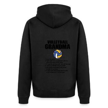 Volleyball-Oma Volleyball-Großmutter Geschenk - Unisex Premium Bio Zip Hoodie - Schwarz - Hinten - Nico (187cm)