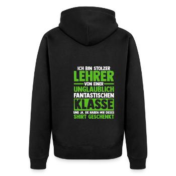 Lehrer Beruf Schullehrer Geschenk - Unisex Premium Bio Zip Hoodie - Schwarz - Hinten - Nico (187cm)