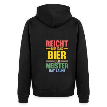 Meister Prüfung Meister Prüfung Geschenk - Unisex Premium Bio Zip Hoodie - Schwarz - Hinten - Nico (187cm)