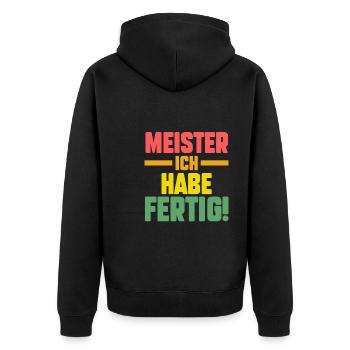 Meister Prüfung Meisterbrief Geschenk - Unisex Premium Bio Zip Hoodie - Schwarz - Hinten - Nico (187cm)