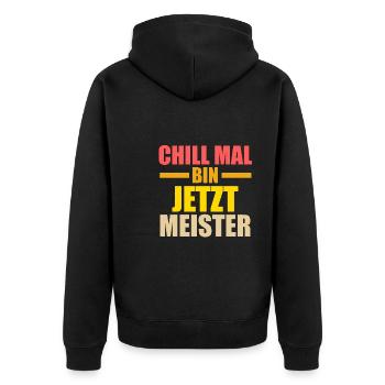 Meister Prüfung Meister Prüfung Geschenk - Unisex Premium Bio Zip Hoodie - Schwarz - Hinten - Nico (187cm)