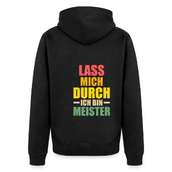 Meister Prüfung Meisterbrief Geschenk - Unisex Premium Bio Zip Hoodie - Schwarz - Hinten - Nico (187cm)