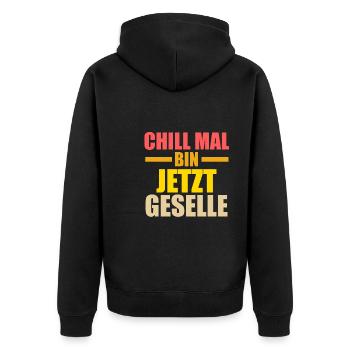 Geselle Prüfung Gesellen Prüfung Geschenk - Unisex Premium Bio Zip Hoodie - Schwarz - Hinten - Nico (187cm)