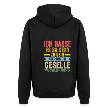 Geselle Prüfung Gesellen Prüfung Geschenk - Unisex Premium Bio Zip Hoodie - Schwarz - Hinten - Nico (187cm)