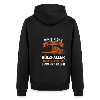 Forstwirt Förster Forstwirtschaft Geschenk - Unisex Premium Bio Zip Hoodie - Schwarz - Hinten - Nico (187cm)