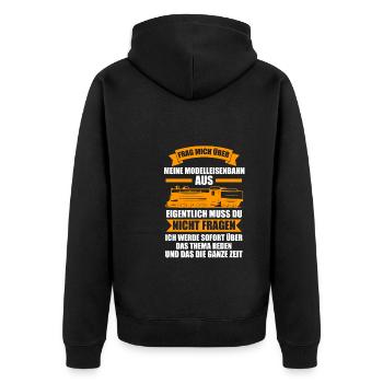 Modelleisenbahn Bahn Eisenbahner Geschenk - Unisex Premium Bio Zip Hoodie - Schwarz - Hinten - Nico (187cm)