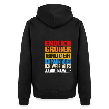 Großer Bruder Familie Grosser Bruder Geschenk - Unisex Premium Bio Zip Hoodie - Schwarz - Hinten - Nico (187cm)