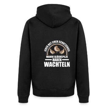 Wachtel Züchter Wachtel Halter Geschenk - Unisex Premium Bio Zip Hoodie - Schwarz - Hinten - Nico (187cm)
