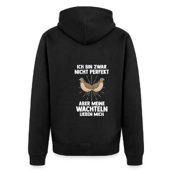 Wachtel Züchter Wachtel Halter Geschenk - Unisex Premium Bio Zip Hoodie - Schwarz - Hinten - Nico (187cm)