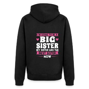 Große Schwester Geschwister Grosse Schwester Gesch - Unisex Premium Bio Zip Hoodie - Schwarz - Hinten - Nico (187cm)