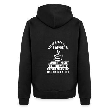 Kaffee Koffein Kaffee Trinker Geschenk - Unisex Premium Bio Zip Hoodie - Schwarz - Hinten - Nico (187cm)