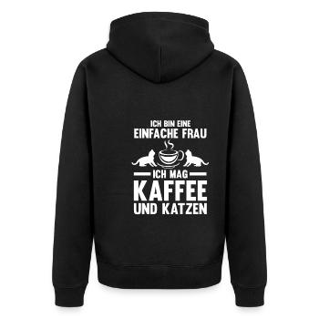 Kaffee Koffein Kaffeetrinker Geschenk - Unisex Premium Bio Zip Hoodie - Schwarz - Hinten - Nico (187cm)