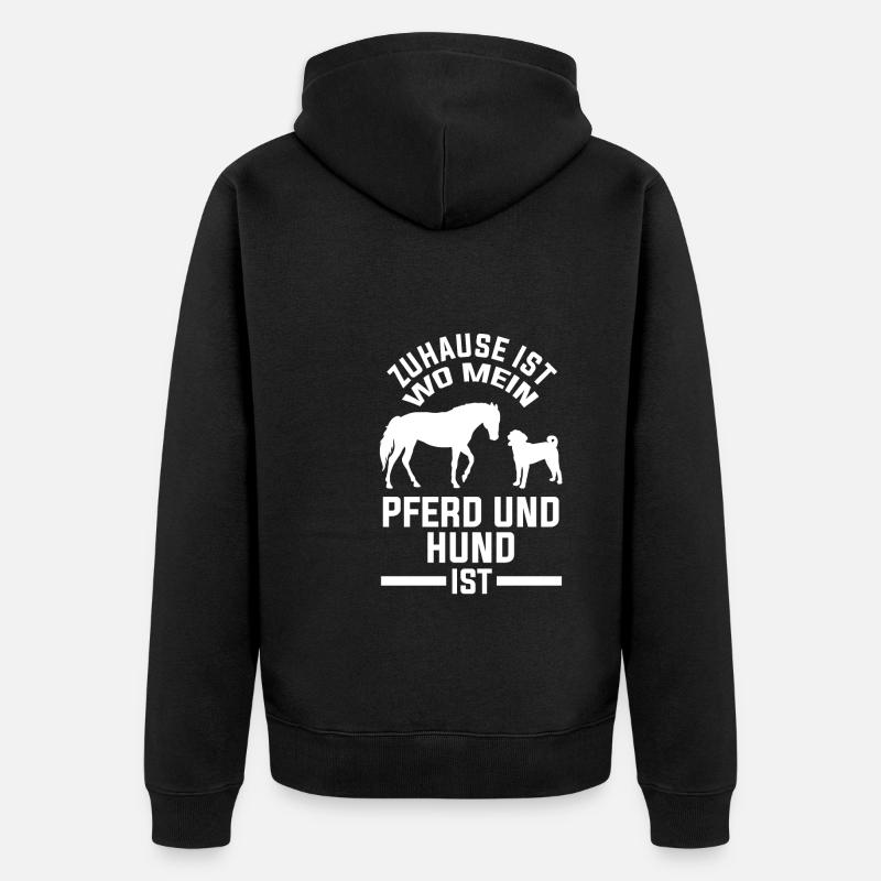Pferd Hund Pferde Geschenk - Unisex Premium Bio Zip Hoodie - Schwarz